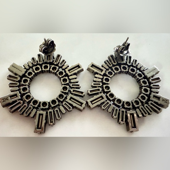 Authentic Amina Muaddi Begum crystal-embellished earrings in gray color - 1.7 in - Picture 5 of 8